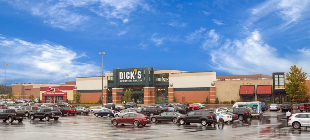 A Dick's Sporting Goods underneath a blue sky